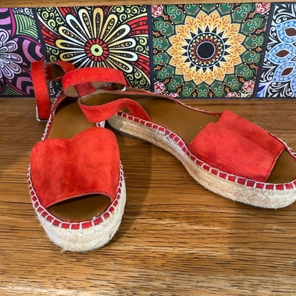 SARTO from NORDSTROM red espadrille platforms❣️EUC
